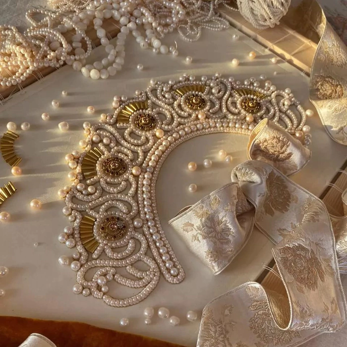 Exclusive author's work "Velsky wedding crown, XIX century" with earrings